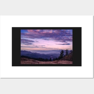 Colorful sunset mountain view Posters and Art